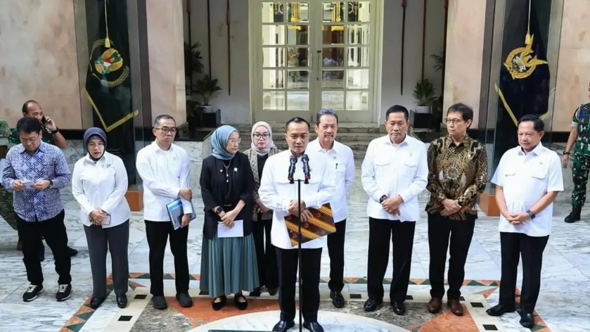 Rapat Koordinasi Lintas Kementerian di Kantor Kemhan, Jakarta, pada Selasa (17/3). (kemhanri)
