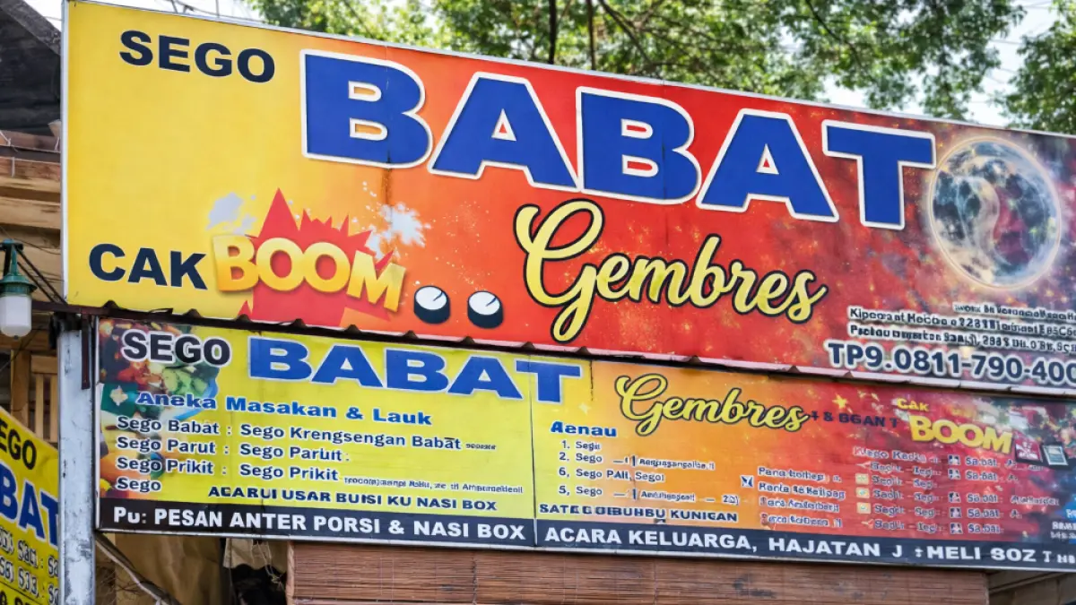 SURGANYA JEROAN: Sego Babat Gembres Cak Boom jadi buruan wisatawan Malang yang suka jeroan. (Instagram: @segobabatgembres)