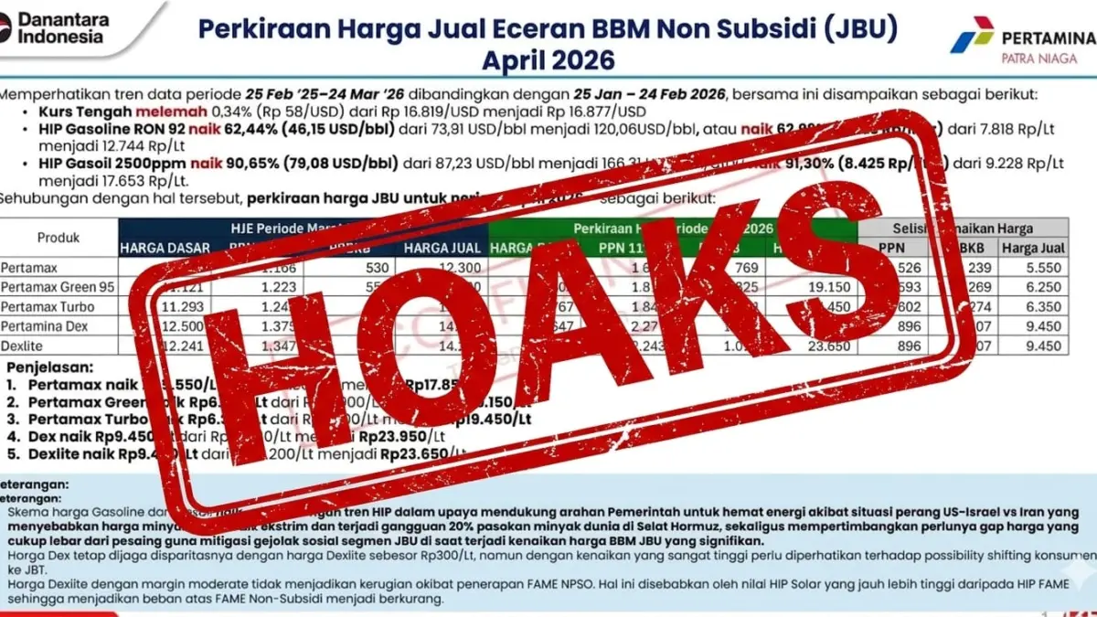 Pertamina tegaskan dokumen kenaikan BBM yang beredar adalah hoaks. (X @MiskinTv_)