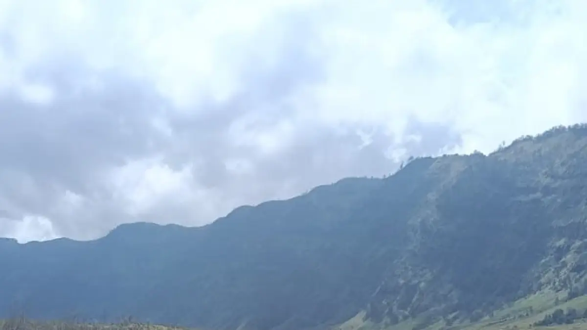 JAGA KEBERSIHAN: Petugas memungut sampah di jalur wisatawan menuju Wisata Gunung Bromo kemarin. Volumenya menurun dibanding tahun lalu.

