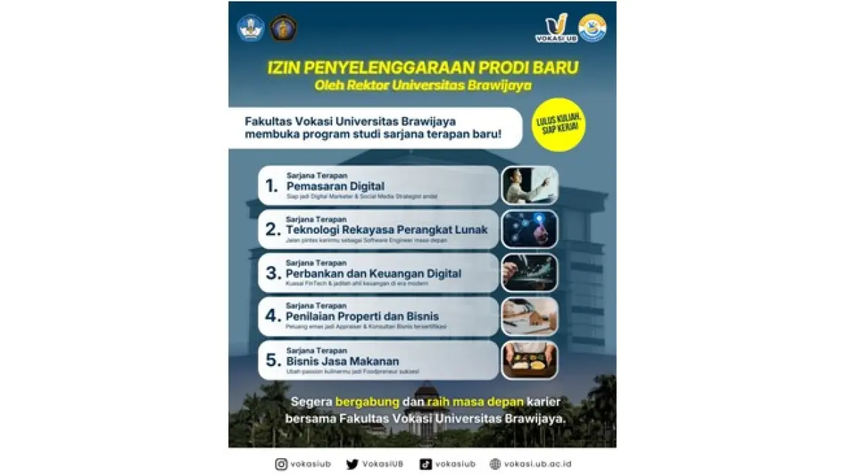 Fakultas Vokasi Universitas Brawijaya Resmikan Program Studi Baru Guna Cetak SDM Unggul di Era Digital
