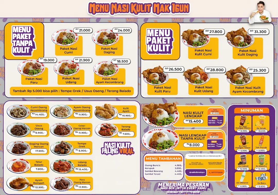 Daftar menu dan harga. (Nasi Kulit Mak Igun / Google Maps)