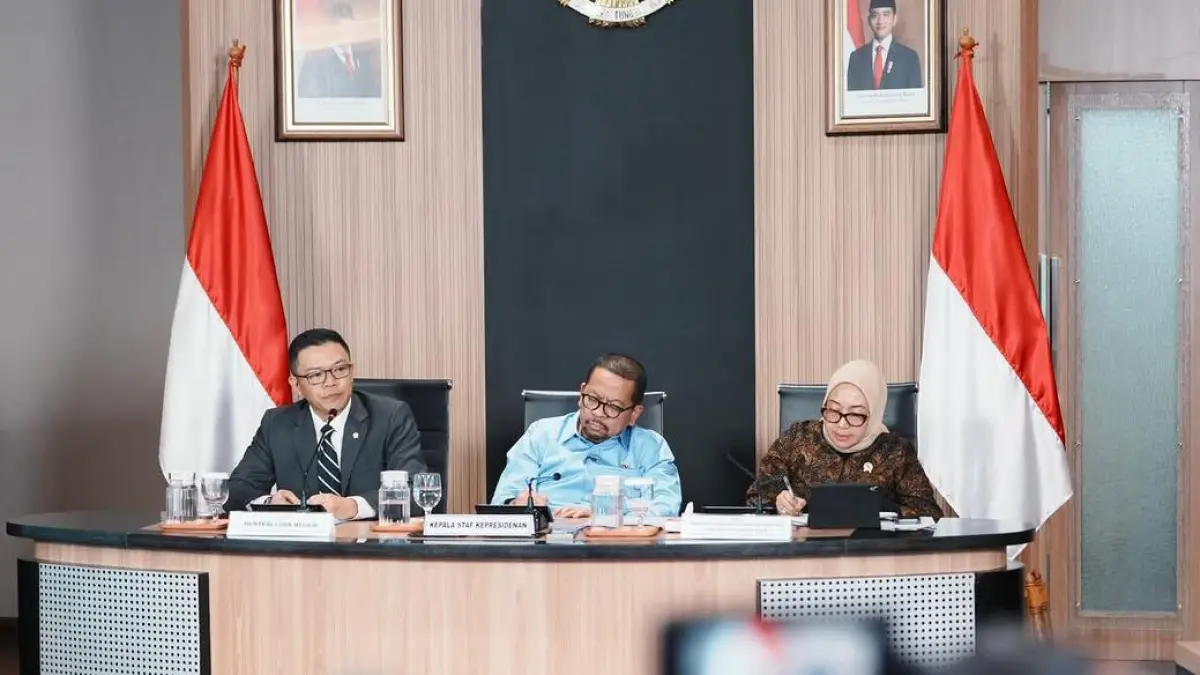 Kepala Staf Kepresidenan Muhammad Qodari dalam konferensi pers di Jakarta, Rabu (22/4). (@menluri)