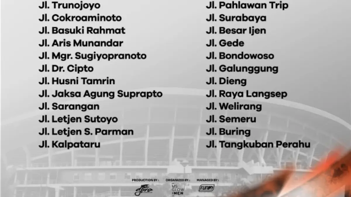 Jalan yang dipakai jalur lari Half Marathon