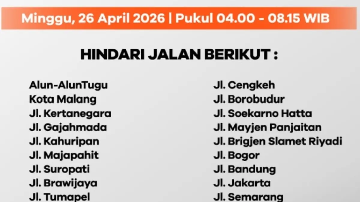Sejumlah jalan yang digunakan untuk jalur lari Half Marathon di Kota Malang, Minggu (25/4).