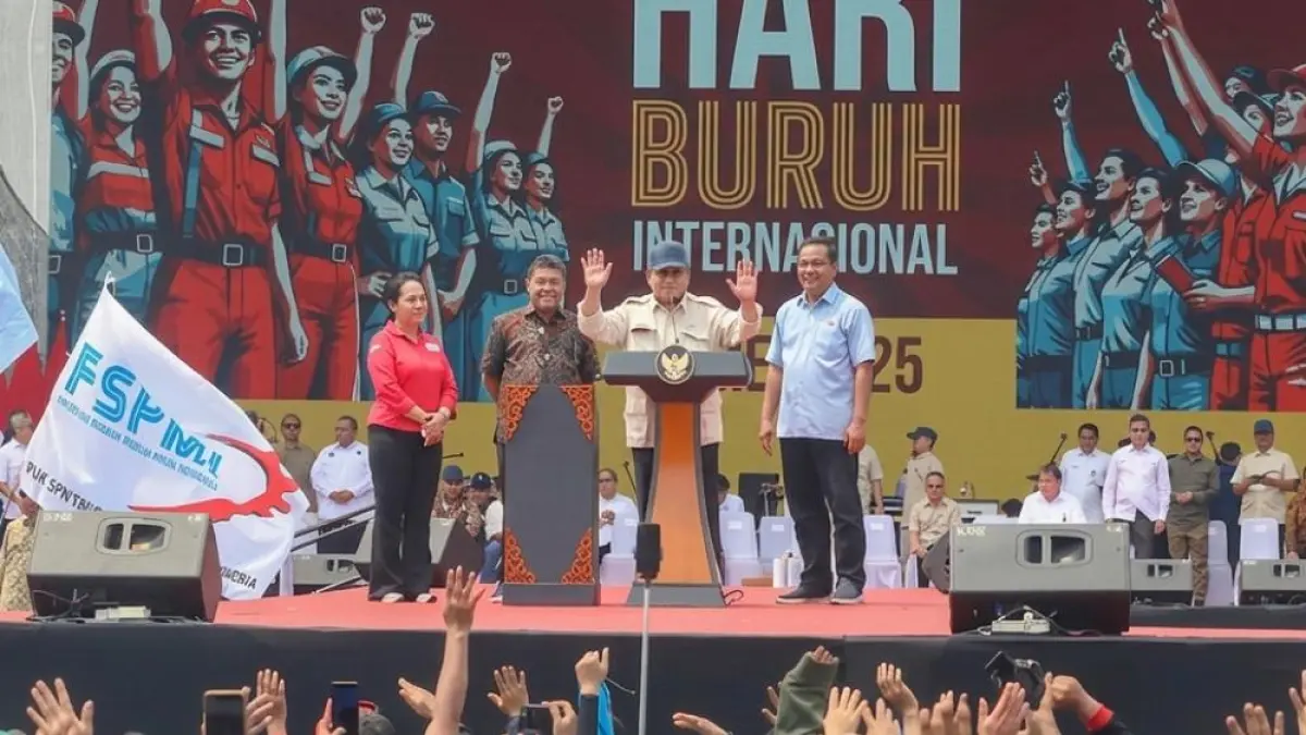 JELANG MAY DAY: Prabowo hadiri perayaan peringatan Hari Buruh Internasional, gambar diambil tahun 2025. (Sumber: Istimewa)