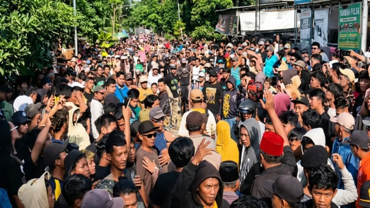 GEGER! Massa menyerbu kediaman Kiai Cabul di Kecamatan Tlogowungu, Pati. Tersangka ternyata pendiri ponpes. (Sumber: Istimewa)