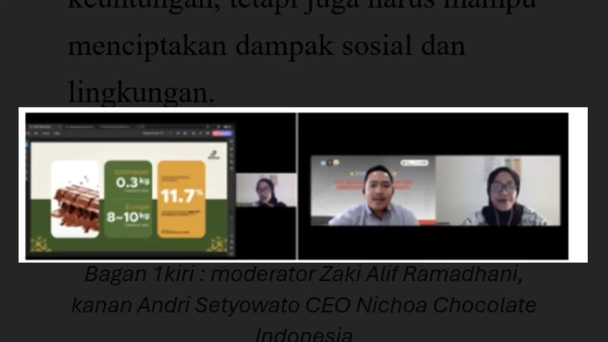 BERDAMPAK: Moderator Zaki Alif Ramadhani dan Andri Setyowato CEO Nichoa Chocolate Indonesia