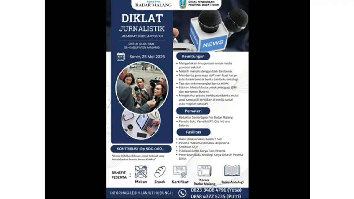 Diklat Jurnalistik Guru SMK se-Kabupaten Malang Hadirkan Pemateri Profesional dan Berpengalaman