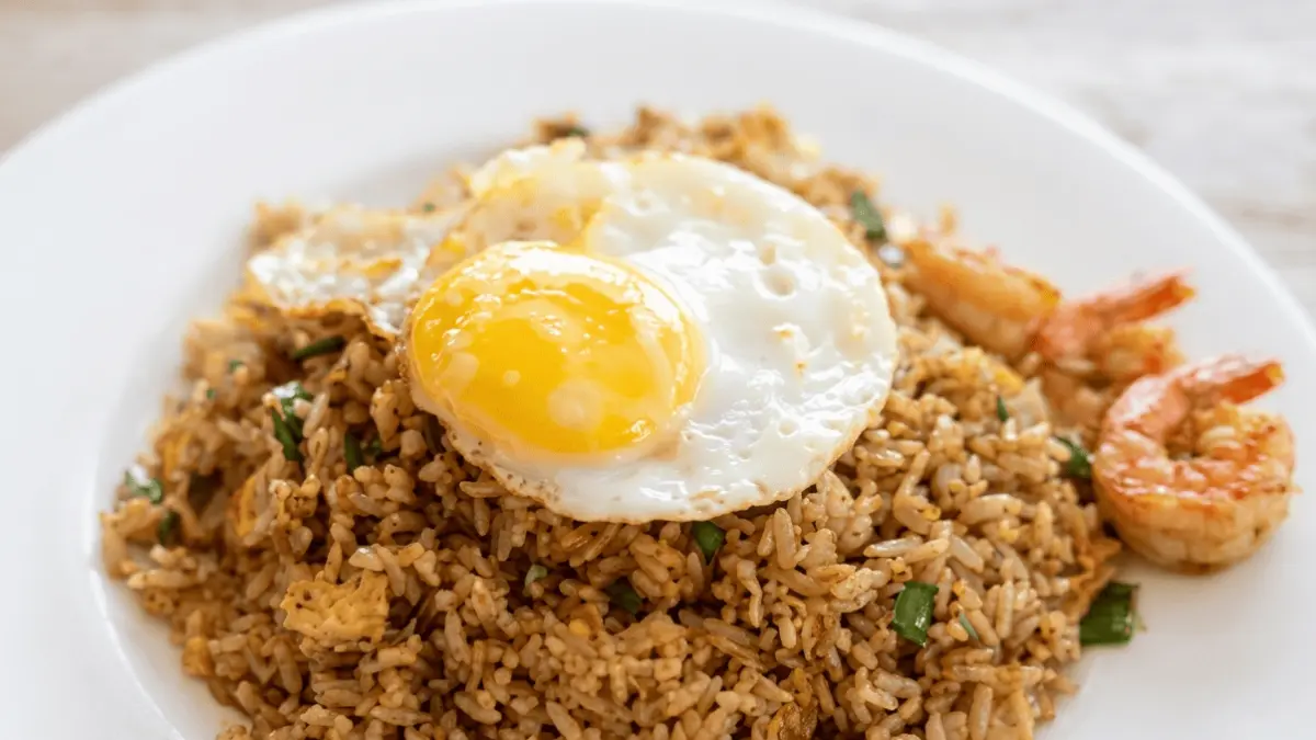 Sajian nasi goreng dilengkapi dengan telur. (Delish / Google)