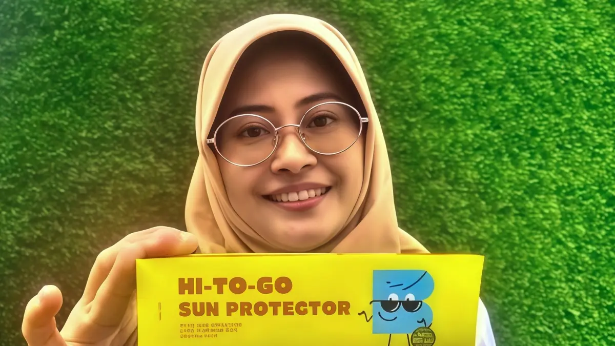Dosen FTAB UB Rosalina Ariesta Laeliocattleya menunjukkan sunscreen dari bahan rambut jagung hasil inovasinya. (Andika Satria Perdana/Radar Malang)