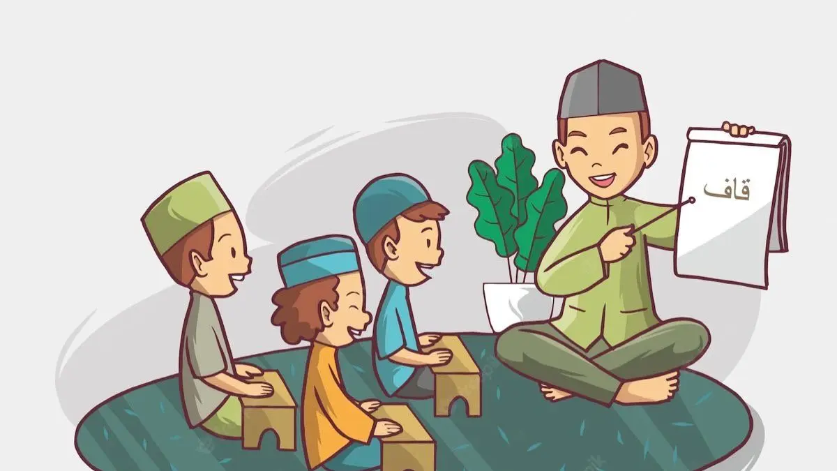 Ilustrasi anak sedang mengaji. (freepik)