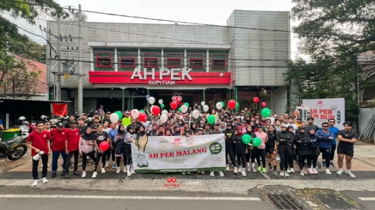 SEMARAK: Ah Pek Kopitiam sukses merayakan hari jadi pertamanya Minggu, 10 Mei 2026, dengan menggelar kegiatan Fun Run yang meriah di Malang.
