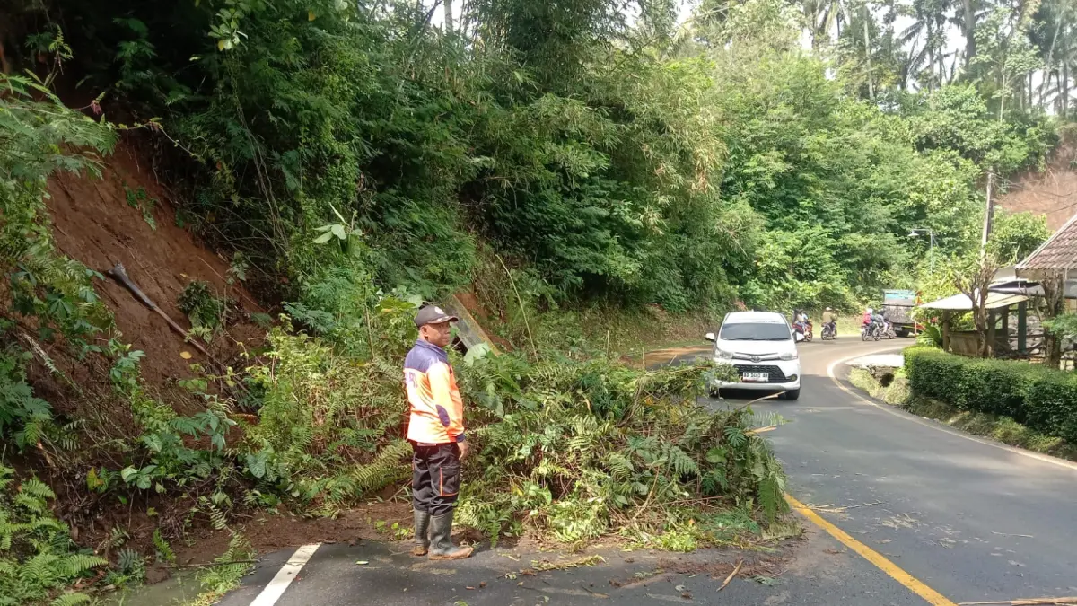 Longsor menutupi sebagian  di jalur Malang-Lumajang beberapa waktu lalu. (BPBD Kabupaten Malang)