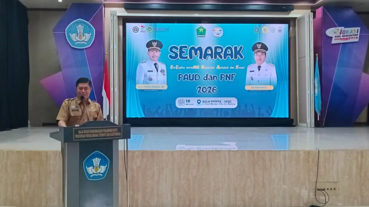 BERI APRESIASI: Kepala Disdikbud Kota Malang Suwarjana SE MM dalam kegiatan Semarak 2026.