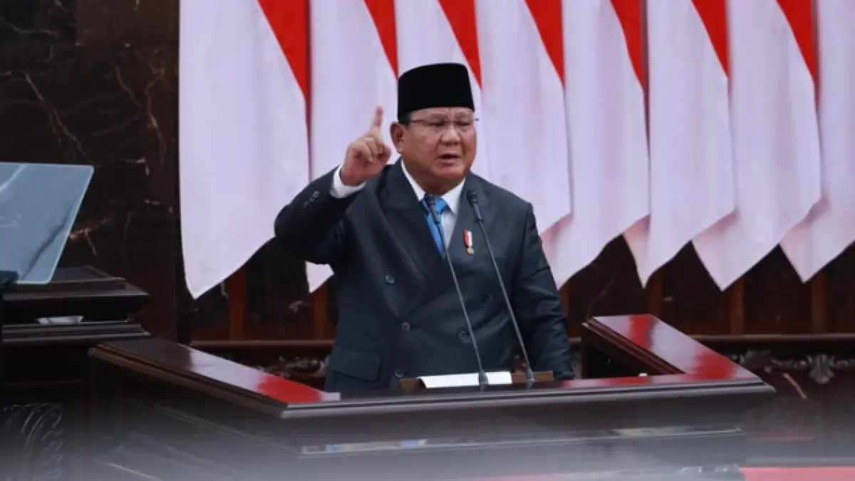 Presiden Prabowo Subianto dalam rapat paripurna ke-19 RI Masa Persidangan V Tahun Sidang 2025–2026, Jakarta, Rabu (20/5). (@presidenrepublikindonesia)