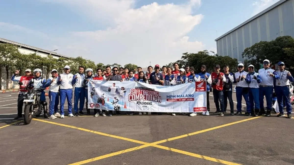 SEMANGAT: Peserta Kompetisi Regional Instruktur Safety Riding Advisor Community 2026 di MPM Safety Riding Center, Sedati, Sidoarjo (24/5).
