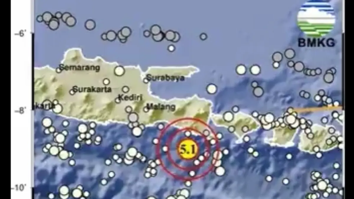 Gempa terjadi di Jember pada Selasa (26/5) sore. (BMKG)