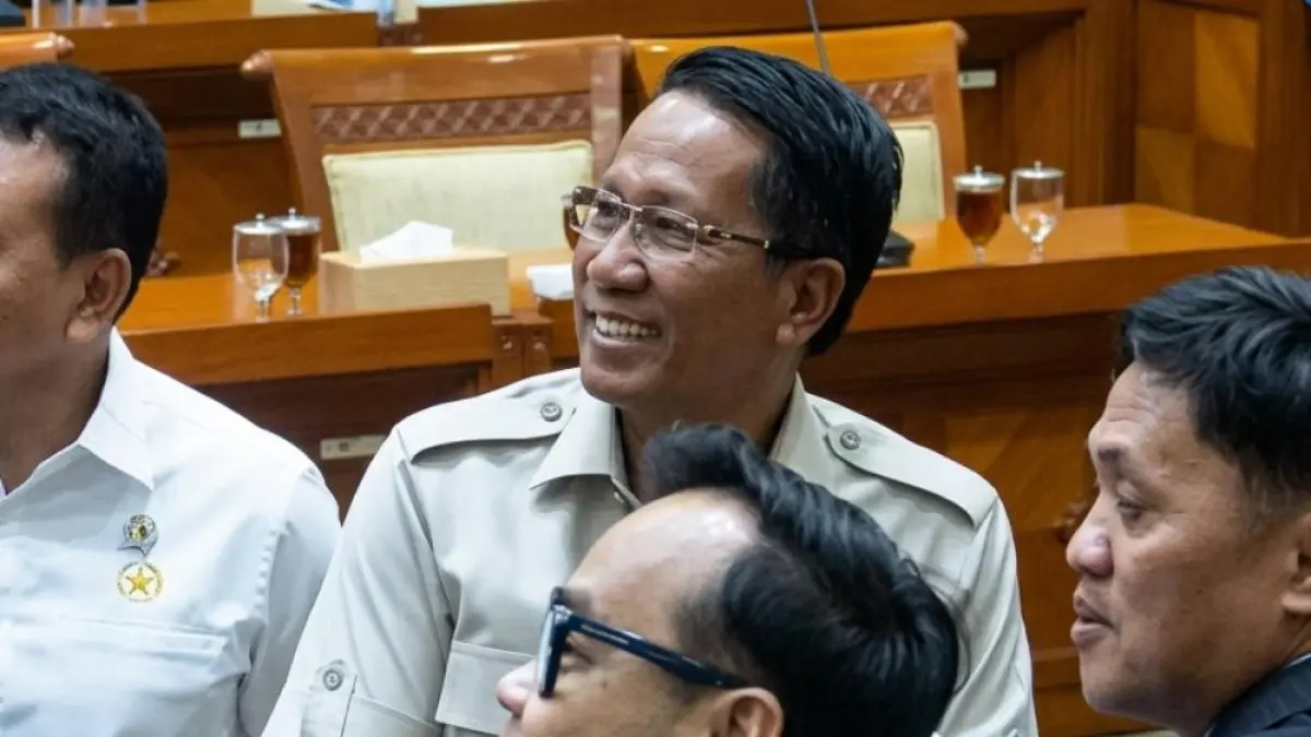 Menkum Supratman Andi Agtas usai Rapat Rancangan Undang-Undang (RUU) Polri di kompleks parlemen, Senayan, Jakarta, Senin (25/5). (Sumber: Istimewa).