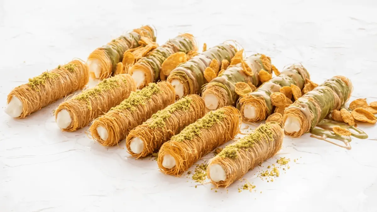 Pistachio kunafa roll menambah list kuliner dubai yang viral. (Hunger Station / Google)