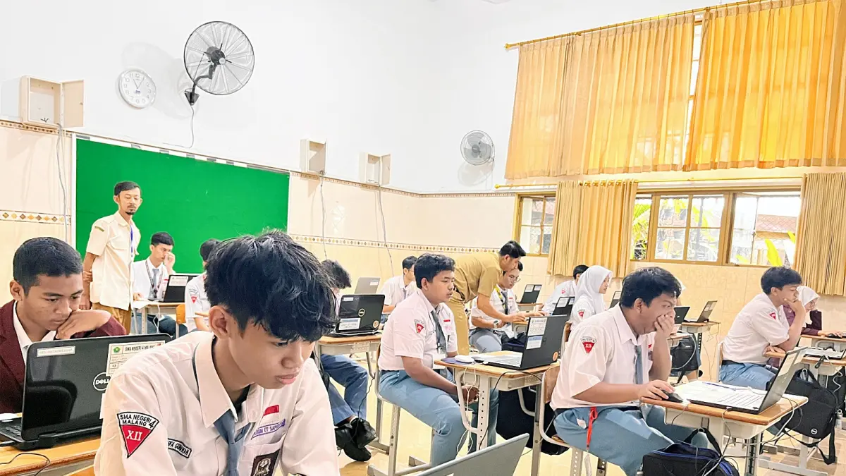 HASIL AKHIR: Siswa kelas akhir di SMAN 4 Kota Malang mengikuti latihan untuk SNBT, beberapa waktu lalu.