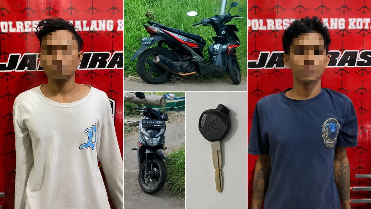 Dua begal asal Kotalama, Kedungkandang, Kota Malang, dibekuk polisi. (Humas Polresta Malang Kota)