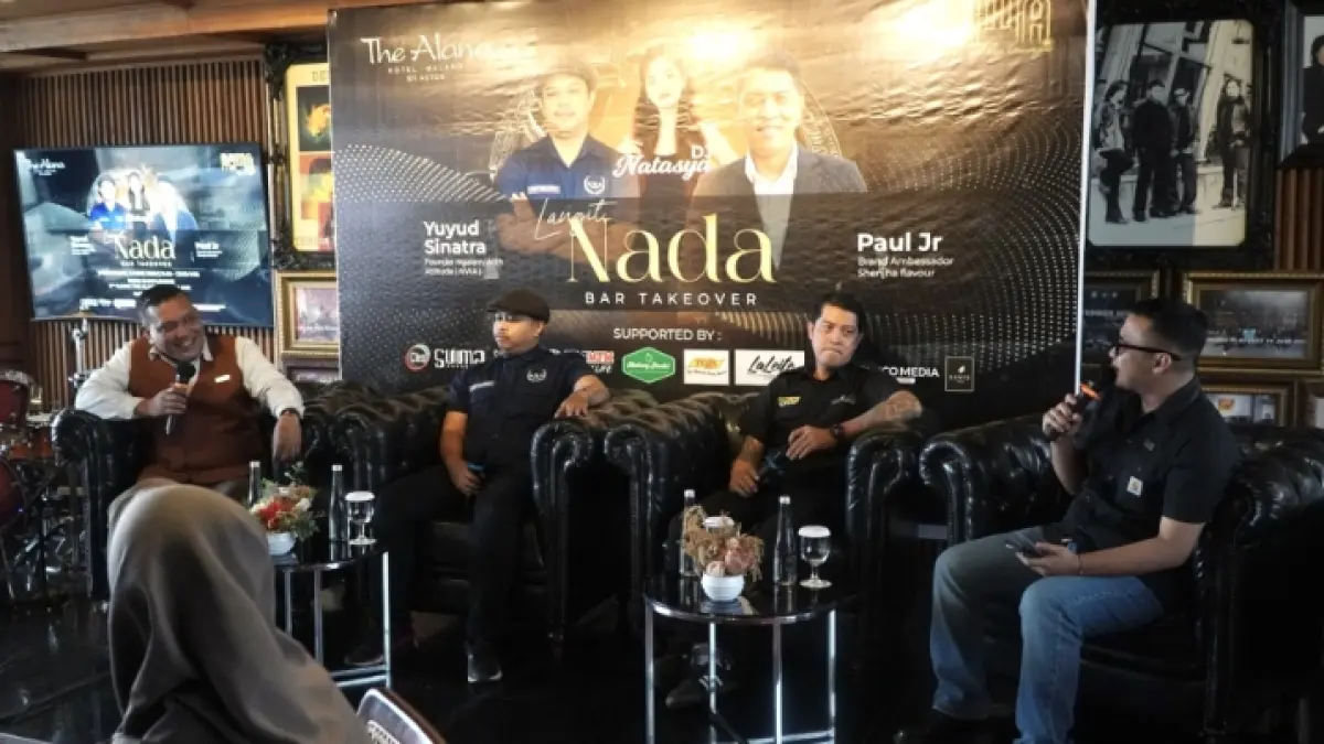 SUKSES: Konferensi pers “Langit Nada” Bar Take Over Experience Bersama Paul JR dan Yuyud Sinatra yang digelar Dewa 19 Sky Lounge The Alana Hotel Malang.