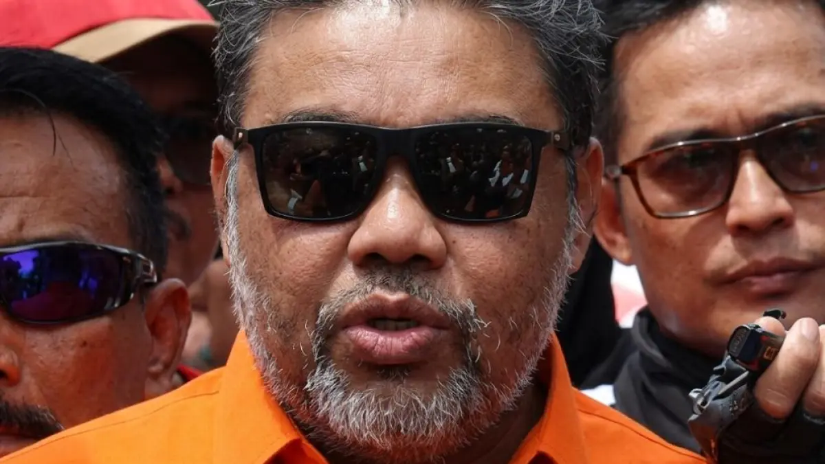 Presdien Konsiderat Serikat Pekerja Indonesia (KSPI) Said Iqbal saat menghadiri acara May Day Hari Buruh di lapangan Monas, Jumat (1/5). (Sumber: Istimewa).