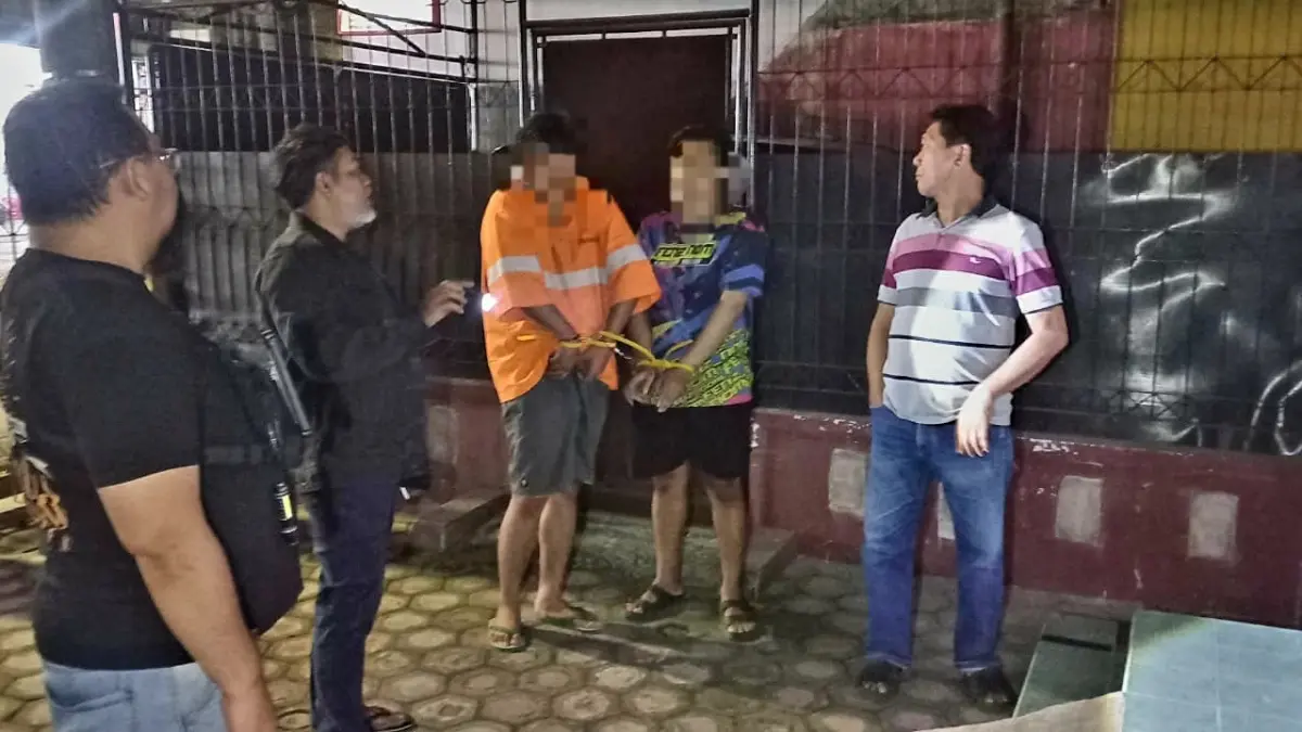 Personel Polsek Sukun menangkap dua pelaku curanmor. (Dokumen Polsek Sukun)