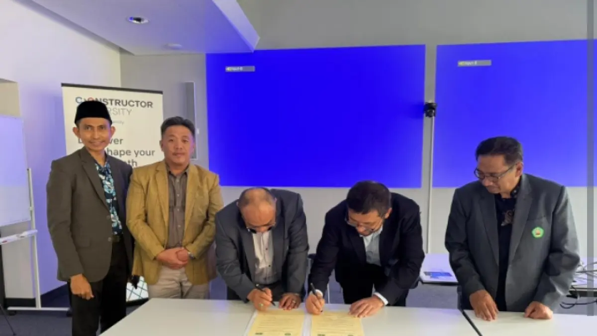 KERJA SAMA: Penandatanganan kesepakatan antara UNISMA dan Constructor University Bremen.