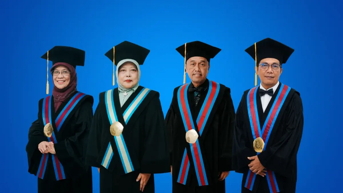UNGGUL: Empat Guru Besar baru yang dikukuhkan UMM, Kamis ini (11/6).