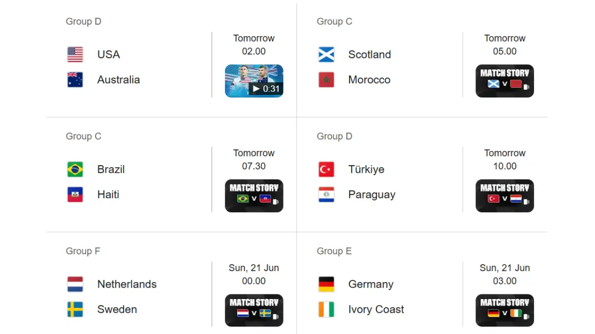 Jadwal Piala Dunia (Sumber: Google)