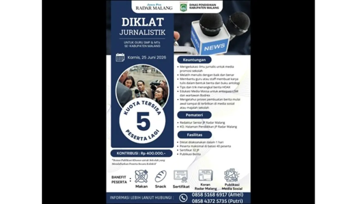 TERBATAS: Diklat Jurnalistik Guru SMP/MTs Se-Kabupaten Malang.