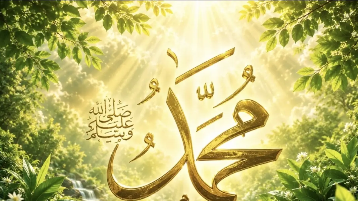 ILUSTRASI AI: Kaligrafi Arab bertulisan Muhammad Shallallahu Alaihi Wasallam. 