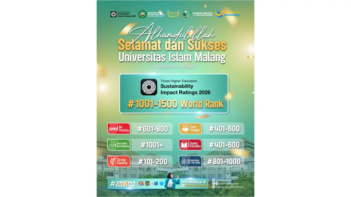 UNGGUL: UNISMA Raih Peringkat Dunia dalam Times Higher Education Sustainability Impact Ratings 2026