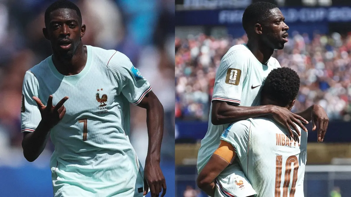 Selebrasi Ousmane Dembélé setelah mencetak hattrick saat Prancis mengalahkan Norwegia 4-1 (Instagram @fifaworldcup)