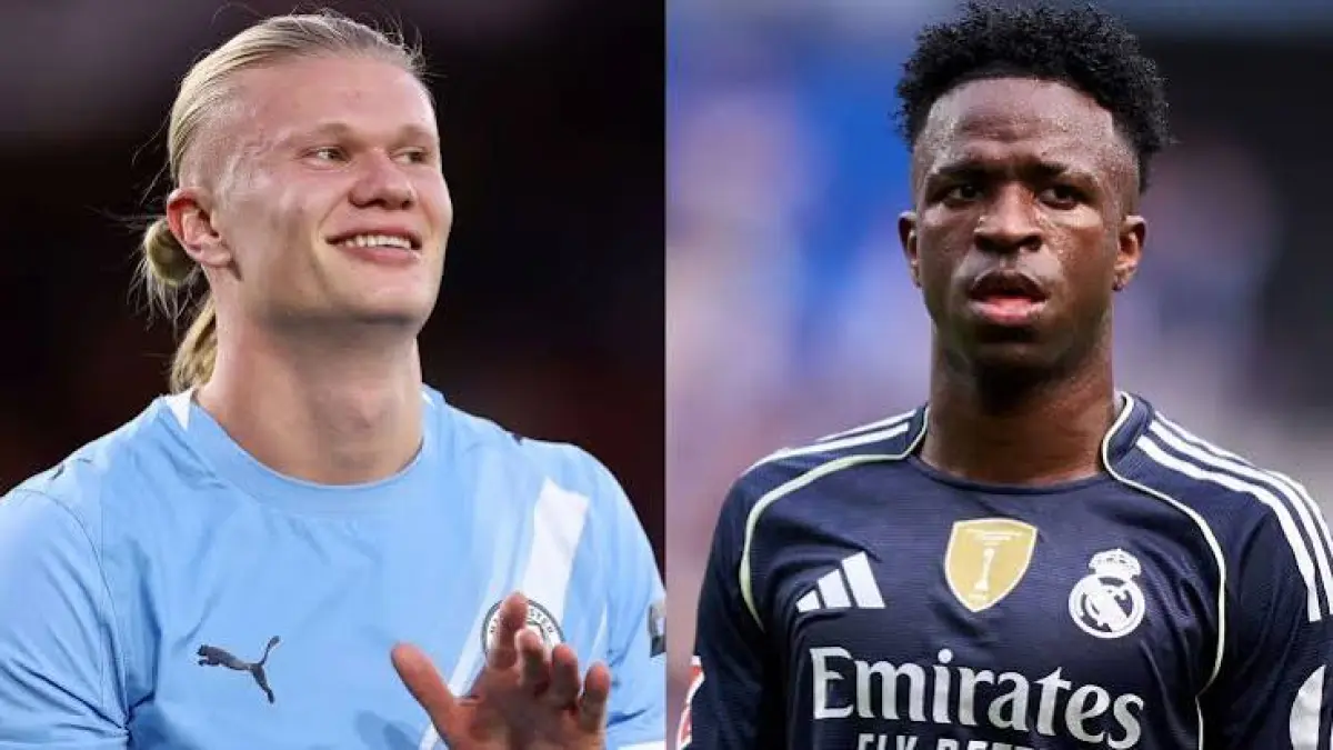 Potret Erling Haaland dan Vinicius Jr, bintang Norwegia dan Brasil yang akan tampil (Sumber: Goal.com)