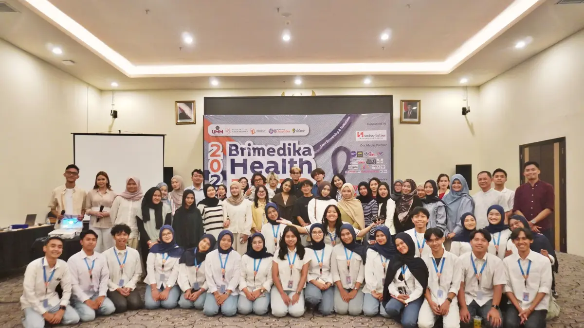 KOLABORASI: Program Brimedika Health Expo 2026 sukses digelar oleh Mahasiswa Ilmu Komunikasi UMM Malang bersama RSU Brimedika Malang, pada Minggu (5/7).