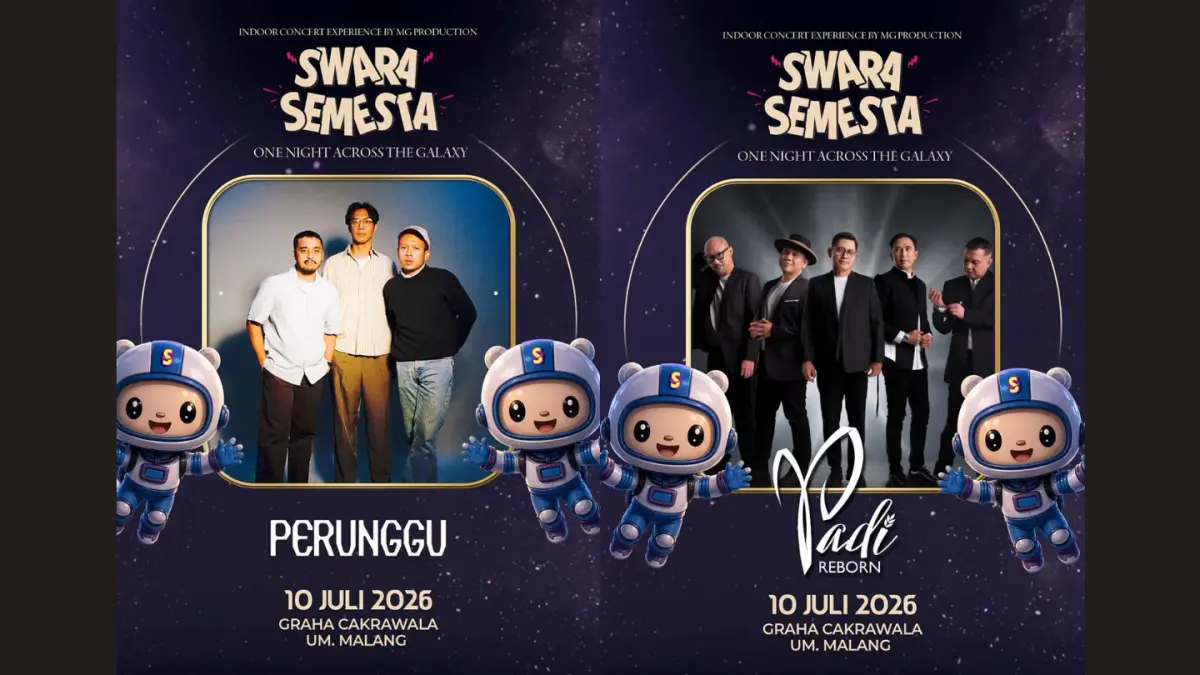 Padi Reborn, Andra and The Backbone, dan Perunggu siap tampil dalam konser Swara Semesta di Graha Cakrawala UM ((instagram/swarasemesta)
