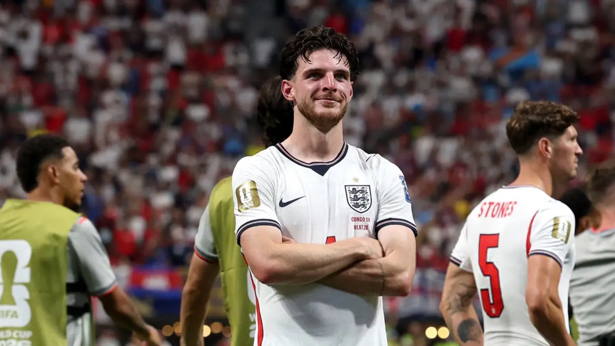 Declan Rice diragukan tampil menghadapi Norwegia setelah terserang virus (X/HQpcrt)