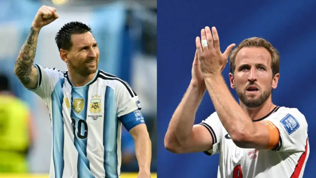 Dua kapten, satu tujuan. Lionel Messi memimpin Argentina, sementara Harry Kane menjadi tumpuan Inggris (Sumber: Al Jazeera) 