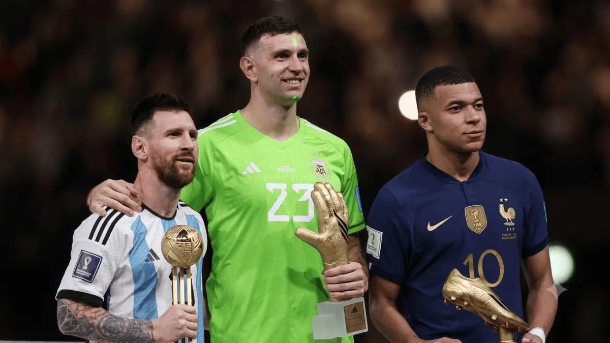 Golden Ball, Golden Hand, Golden Boot World Cup 2022. (Olympics.com / Google)