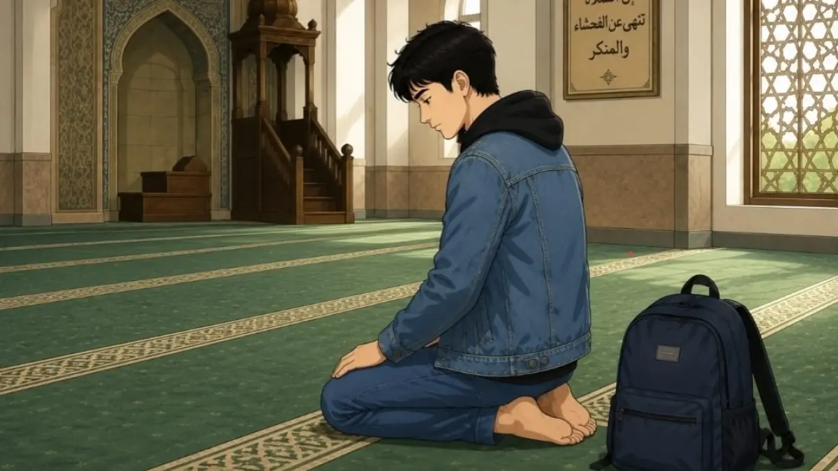 ILUSTRASI AI: Shalat qudum adalah shalat sunat yang dilakukan sebelum masuk rumah usai bepergian.
