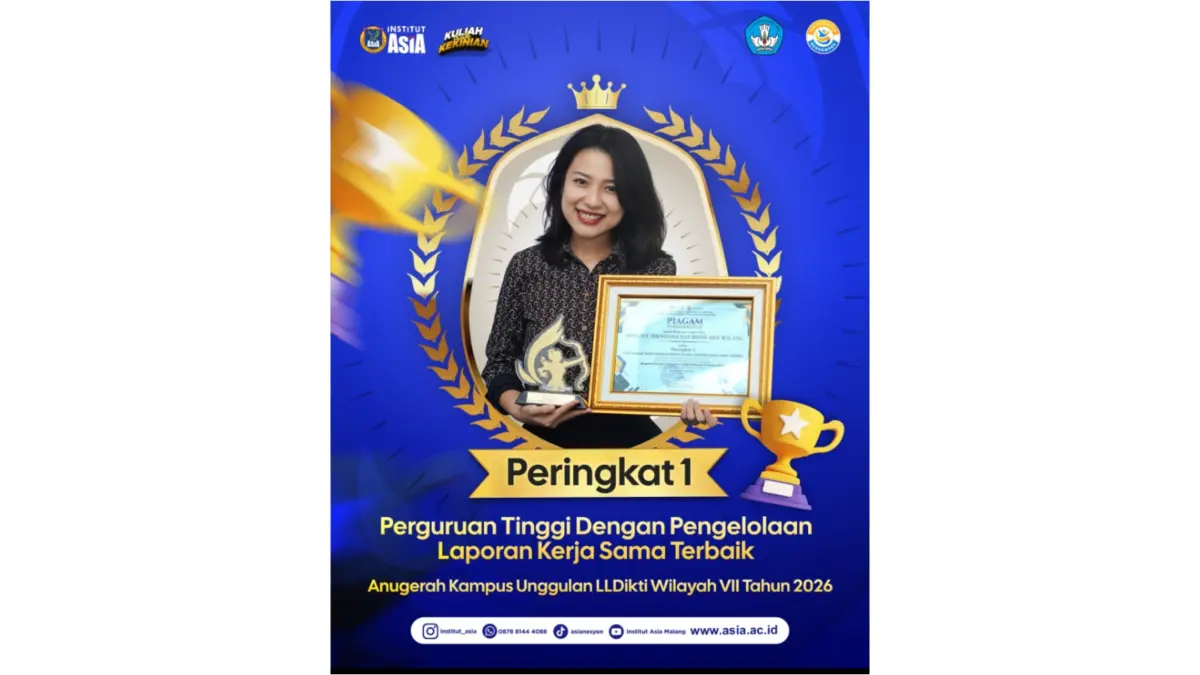 UNGGUL: Institut Teknologi dan Bisnis (ITB) Asia Malang meraih Peringkat 1 Kategori Pengelolaan Laporan Kerja Sama Terbaik untuk bentuk perguruan tinggi kategori institut pada ajang Anugerah Kampus Unggulan 2026.&nbsp;