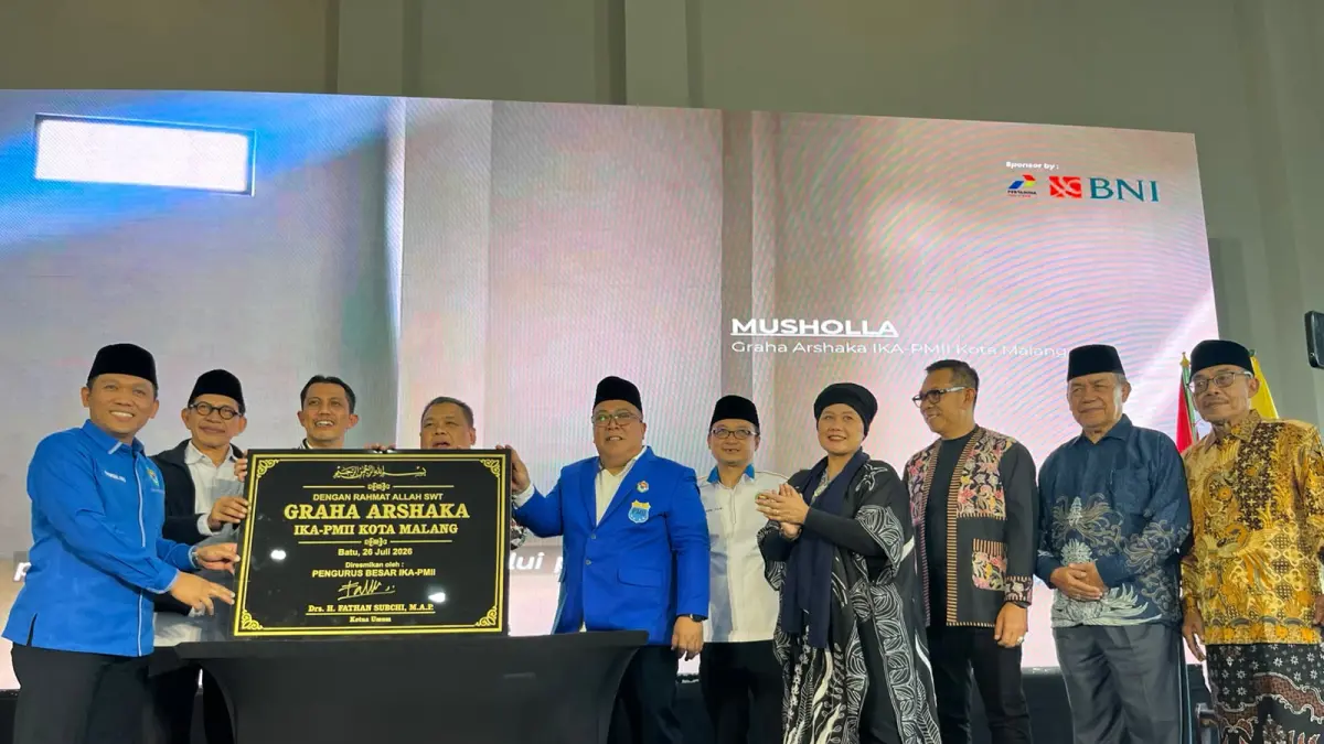 SEMARAK: Peresmian Graha Arshaka IKA-PMII Kota Malang  di Jl. Semeru II, Gg.1, RT. 09, RW. 02, Kelurahan Pendem, Kecamatan Junrejo, Kota Batu, Jawa Timur.