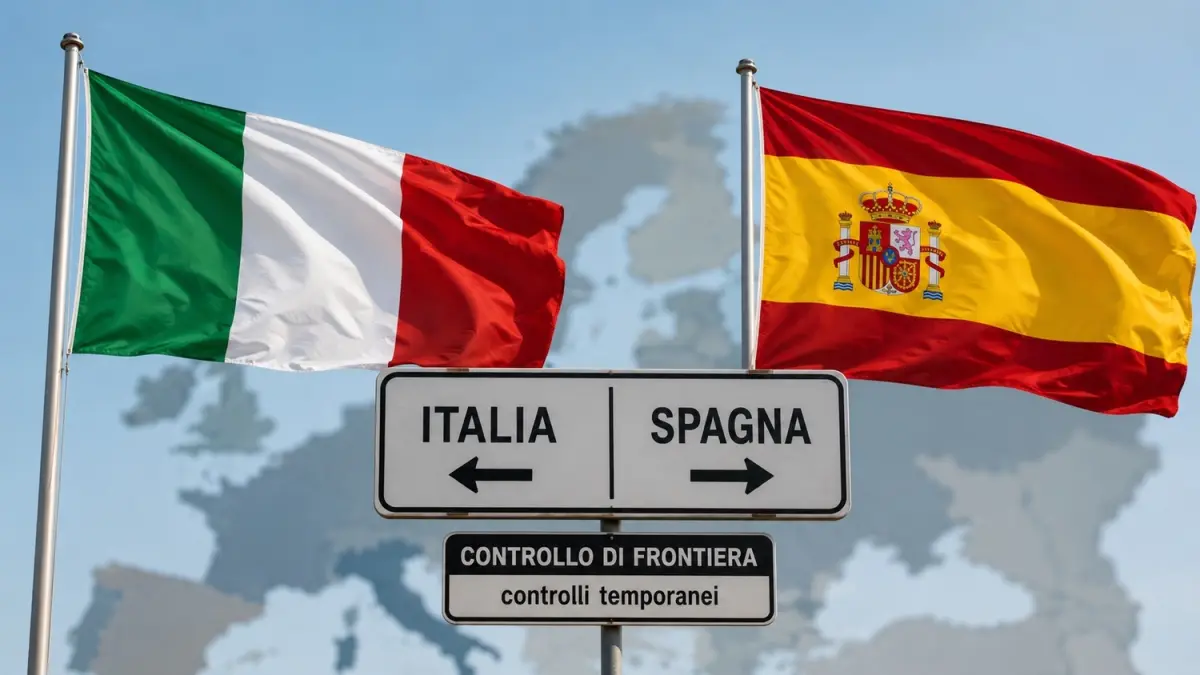 Bendera Italia dan Spanyol. 