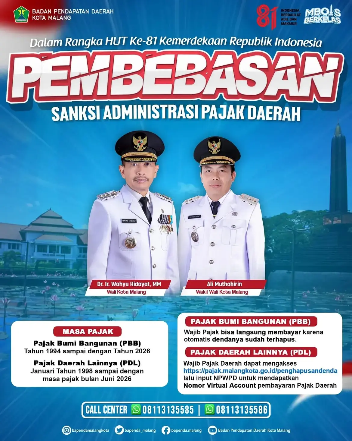 Poster pembebasan sanksi administrasi pajak daerah Kota Malang.