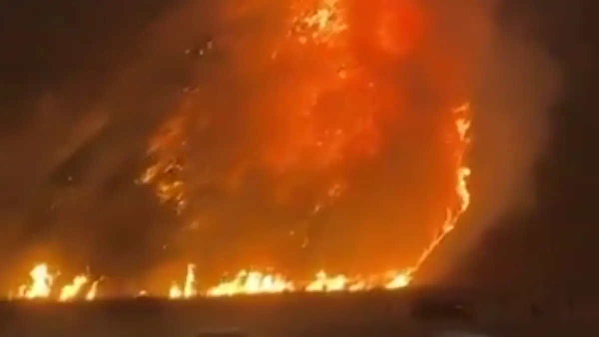 Kondisi Bromo yang terbakar pda Sabtu (8/8) malam. (Istimewa)