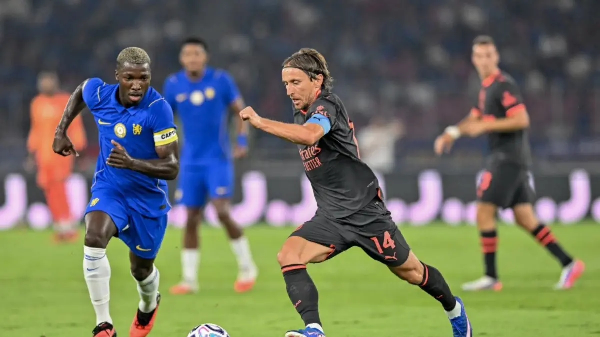 Chelsea berduel dengan AC Milan di Indonesia Super Cup 2026. Sumber:  Antara News.
