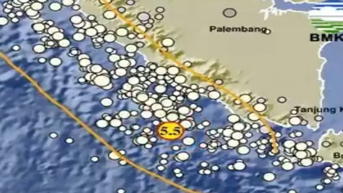 Peta lokasi episentrum gempa bumi berkekuatan magnitudo 5,5 yang mengguncang wilayah Enggano, Bengkulu. (Foto: BMKG / Konteks.co.id)